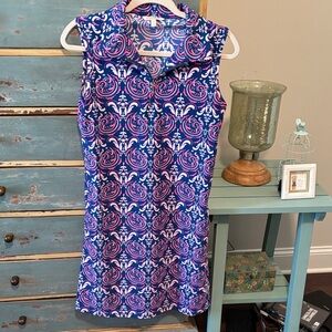 All For Color Blue & Pink Sleeveless Polo Dress Sz sm. NWOT